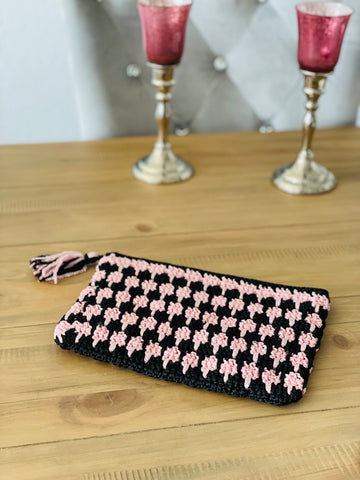 Pink Black Evening Clutch/Purse