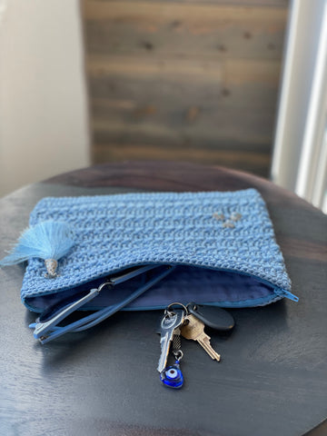 Light Blue Clutch/Purse with Stars